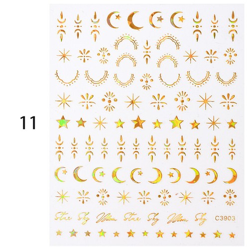 Deslizadores para arte en uñas 3D/5D pegatinas para uñas decoración calcomanías hágalo usted mismo manicura oro plata - Imagen 35 de 75