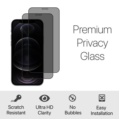 iPhone 12 Pro Privacy Screen Protectors (2 Pack) Anti-Spy Tempered Glass - Picture 2 of 3