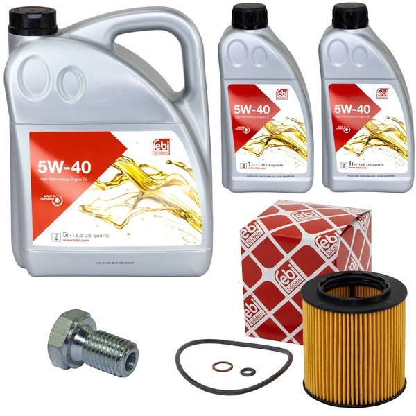 MotoröL Set Febi SAE 5W-40 7 Liter + ÖLfilter + Schraube FüR BMW 5Er E60 7Er E65-image