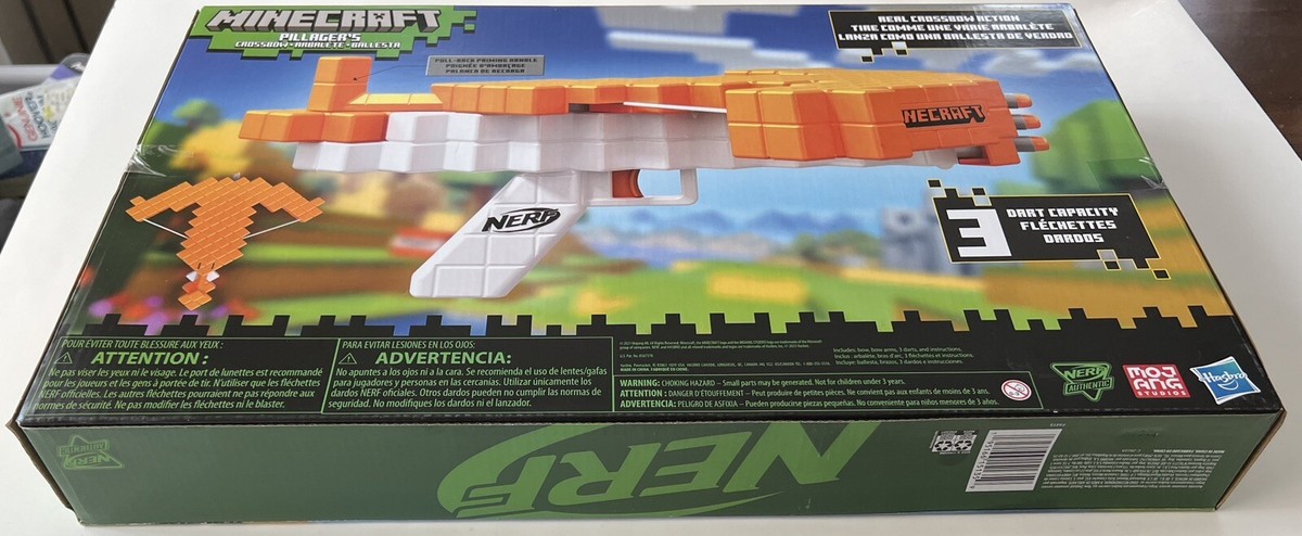 Blaster Nerf Minecraft Pillager's Crossbow, Spara 6 Freccette, Leva Di Carica, Giocattolo Per Bambini Da 8 Anni In Su