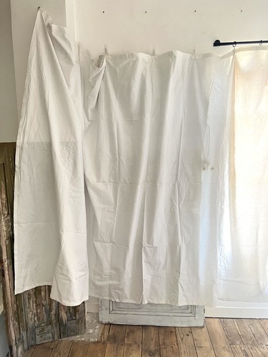 Vintage French WIDE heavy linen cotton CONVENT CURTAIN c1930 - Picture 3 of 24