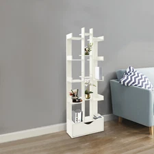 1.42m Bookcase, 15-Compartment Bookcase with Cabinet, Floor Standing Bookcase