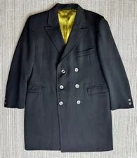 Richman Brothers Mens 38S Black Pure Virgin Wool Sport Coat Dress Topcoat