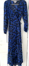 Dancing Leopard  Blue/Black Wrap Dress Size 12