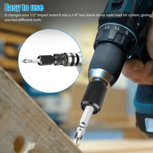 2X Socket Adapter Drill Hex Shank Chuck Change Impact Driver Tool 1/2" To 1/4" - Picture 14 of 16