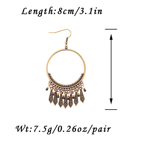 Pendientes colgantes/redondos étnicos redondos multicolor estilo bohemio vintage para mujer - Imagen 74 de 85