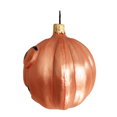 ⛰GlasFliesenmalerei 【Novembertag】 M.Horn VTJ Halloween Jack O Lantern Pumpkin Glass Ornament Ing W. Germany