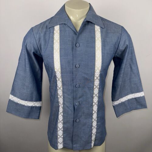 Vintage Polynesian Casuals Shirt Mens Tunic Disco Hippy Woodstock 60s 70s Medium - Picture 2 of 15