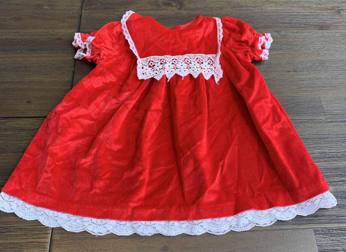 Vintage Red Velvet Lace Dress Size 24 Months Cuddle Teen USA Made Vintage Red Velvet Lace Dress Size 24 Months Cuddle Teen USA Made