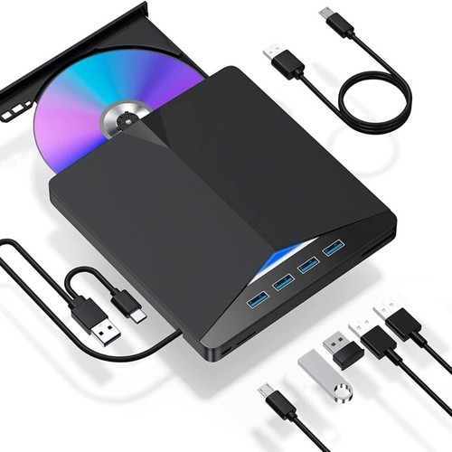 7 Port External DVD Drive Portable Player for Laptop DVD Disk USB 3.0 Type C - Afbeelding 5 van 8