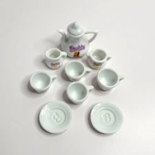 Vintage 1994 Barbie Miniature China Tea Set 9 Piece Chilton Toys Partial