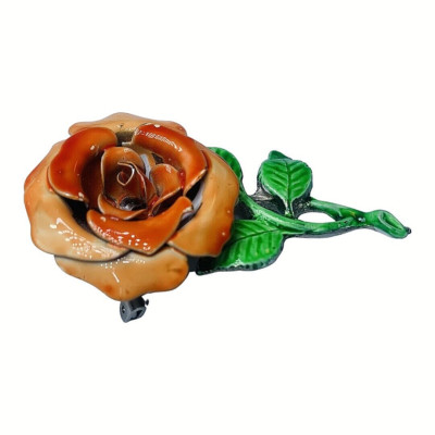 Orange Rose Statement Brooch Pin 2'' Cottagecore Grannycore Girlcore