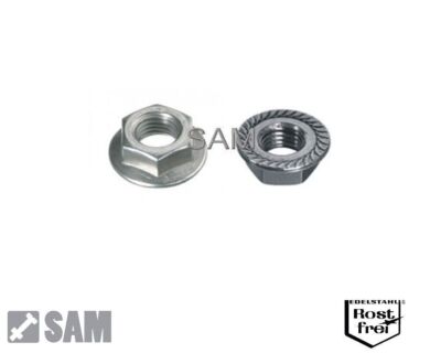 10 UNC Flanschmuttern verzahnt DIN 6923 A2 1/4'' - 20