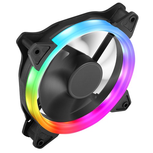 GameMax Rainbow Ring 16 LED's 12cm 120mm PC Cooling Case Fan 4-Pin Molex 3-Pin - Afbeelding 1 van 11