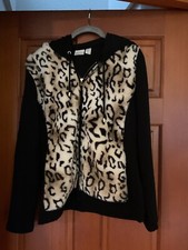Zenergy By Chicos - Cheetah Print Black Hooded Zip Up - Size 2 - Still Soft