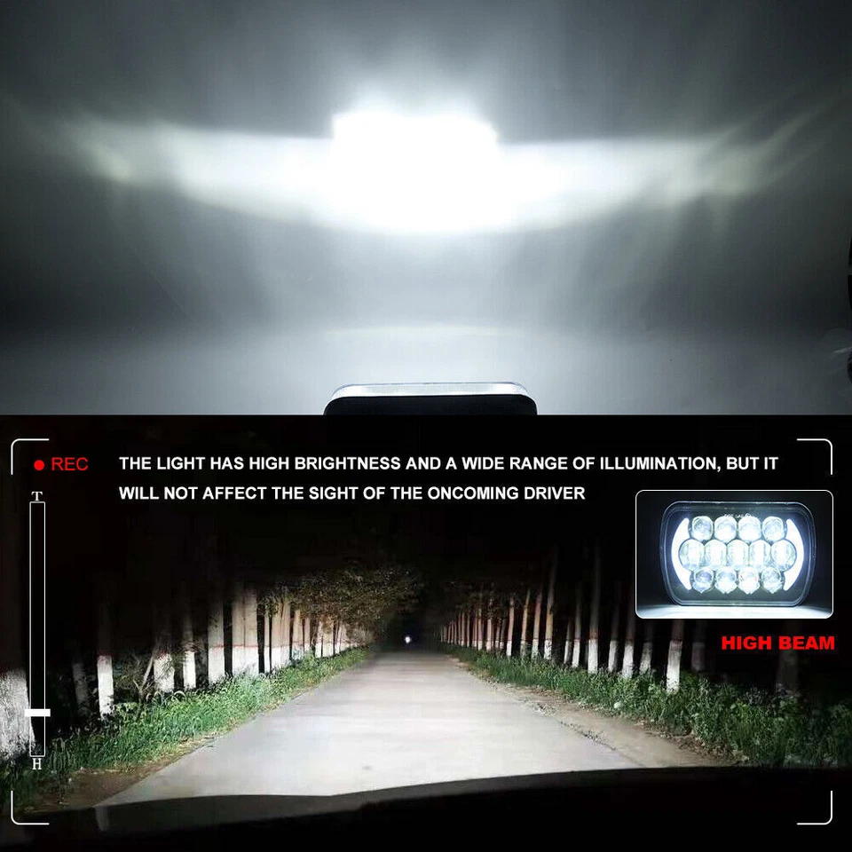 Pair 5x7" 7x6" Inch LED Headlights For Dodge Ramcharger 1981-1993 W100 W150 W250 - Image 4 of 4