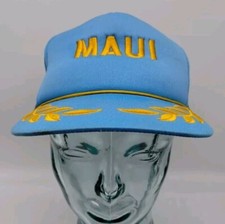 Maui Foam Trucker Hat Light Blue Scrambled Eggs Rope Snapback Mesh VTG Hawaii