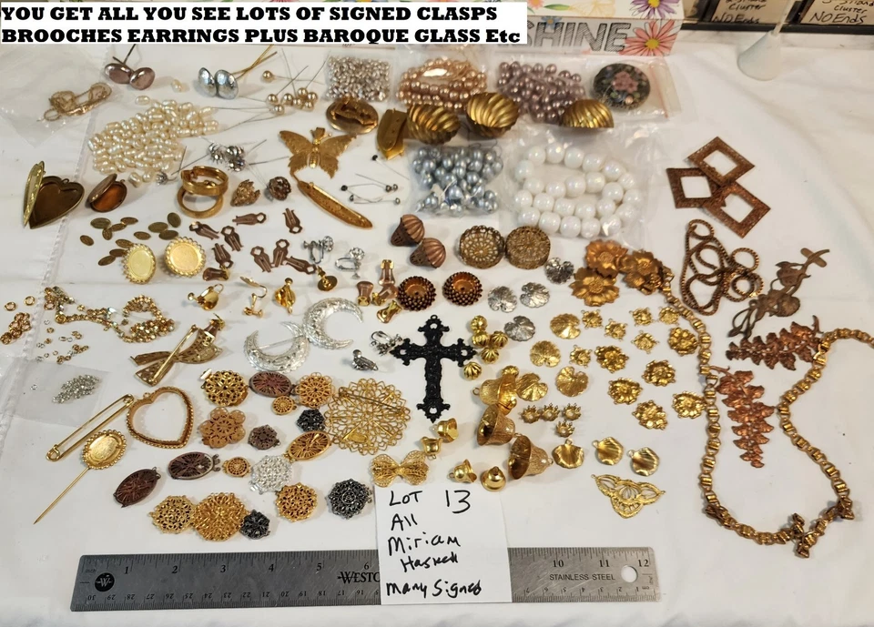 De Colección Miriam Haskell Firmado Collar Cierres Broche Prendedor Pendiente Colgante LBS #13 Foto 3 de 4