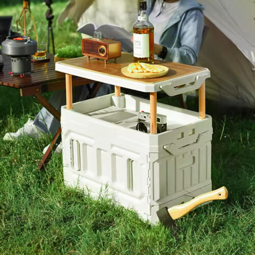 2 IN 1 Picnic Table & 95L Foldable Storage Box Camping Folding Outdoor BBQ Desk - Picture 5 of 13