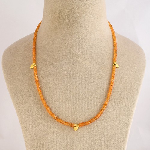 Natural Mandarina Granate Rondell Cuentas Relleno Charm 18" Hilos Cadena - Imagen 5 de 5