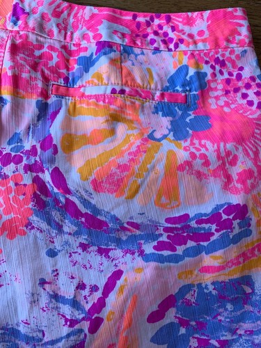 Lilly Pulitzer Buttercup shorts size 10 scalloped hem pink Bohemian Beach Mint - Picture 8 of 8