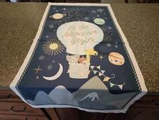 Star Bright Panel 23x42 P&B Textiles Animals Hot Air Balloon Navy Blue