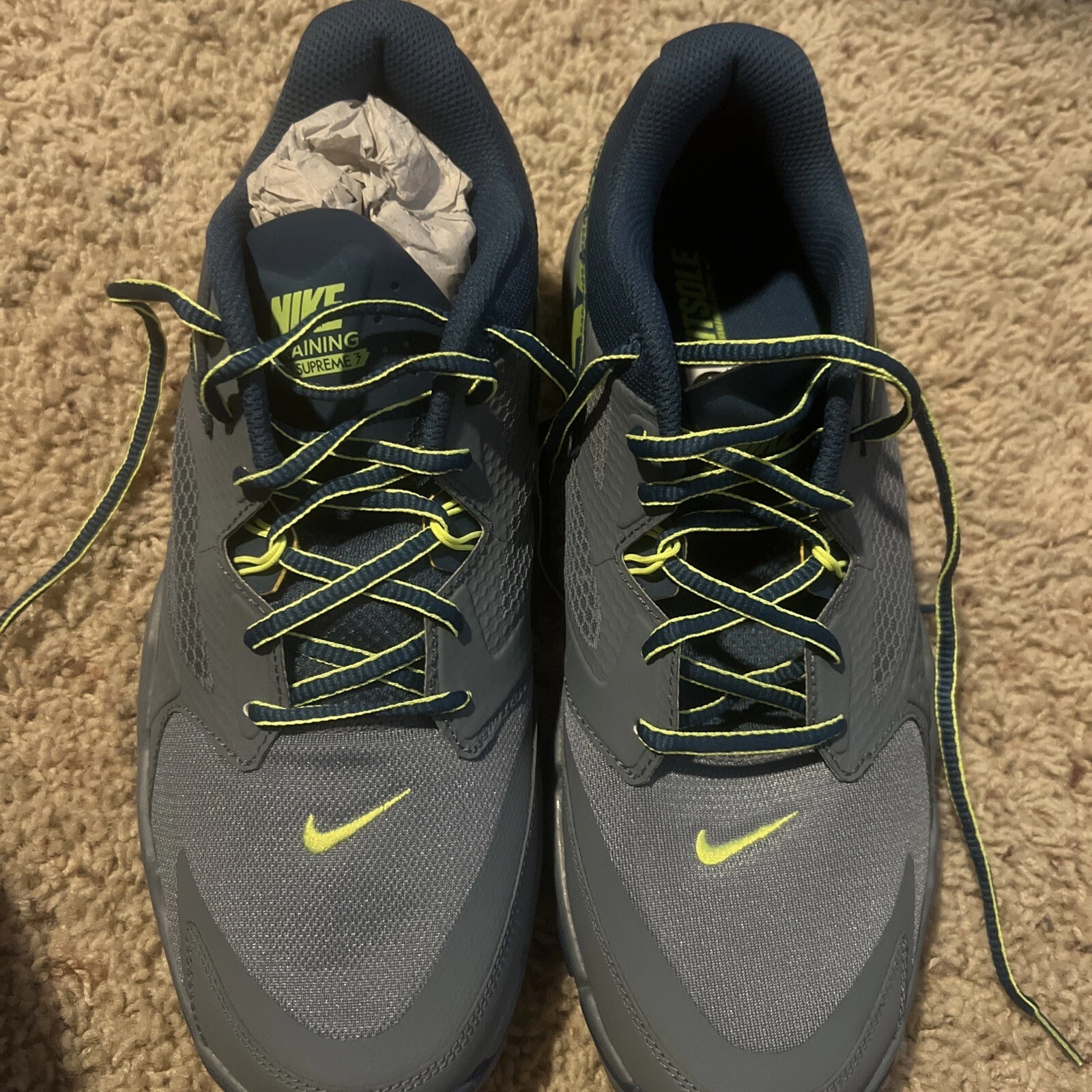 Nike Training Flex Supreme Homme Taille 11 Gris Marine Fit Semelle Neuf 