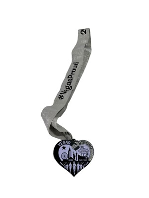 Marathon Running Medal Vegas Strong 2018 Bling Sparkle w/ Silver Ribbon 5k/1M
