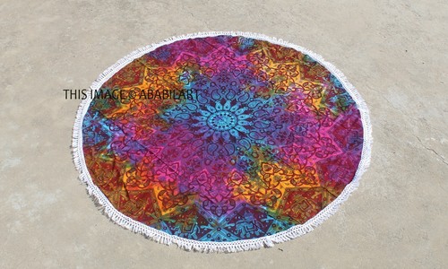 48" Beach Roundie Hippie Mandala Round Tapestry Boho Yoga Mat Bohemian Sheet US - Picture 99 of 149