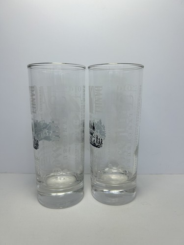 2 Jack Daniels Highball Silver Rim 6” Tall Glass Old # 7 Lynchburg USA - Picture 2 of 8