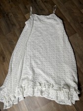 Anthropologie Crochet Ruffle Hem MIDI Dress White Summer L