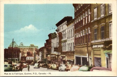 Quebec Canada Rue De La Fabrique Colorful Street Scene Vintage Postca Postcard