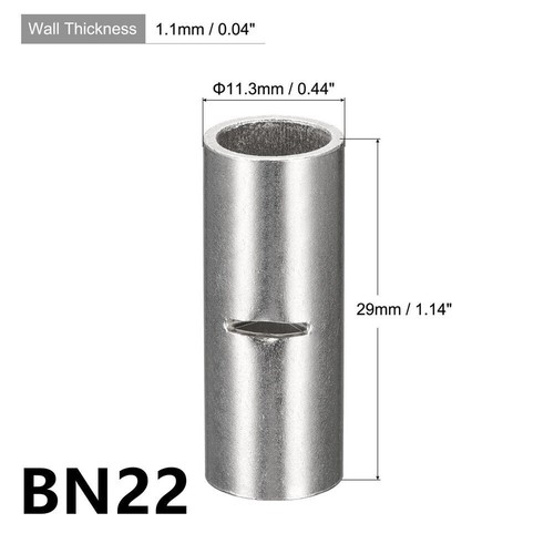 10-100Pcs 2-22 AWG Non-Insulated Copper butt Splice connectors terminal barrel - Picture 7 of 18