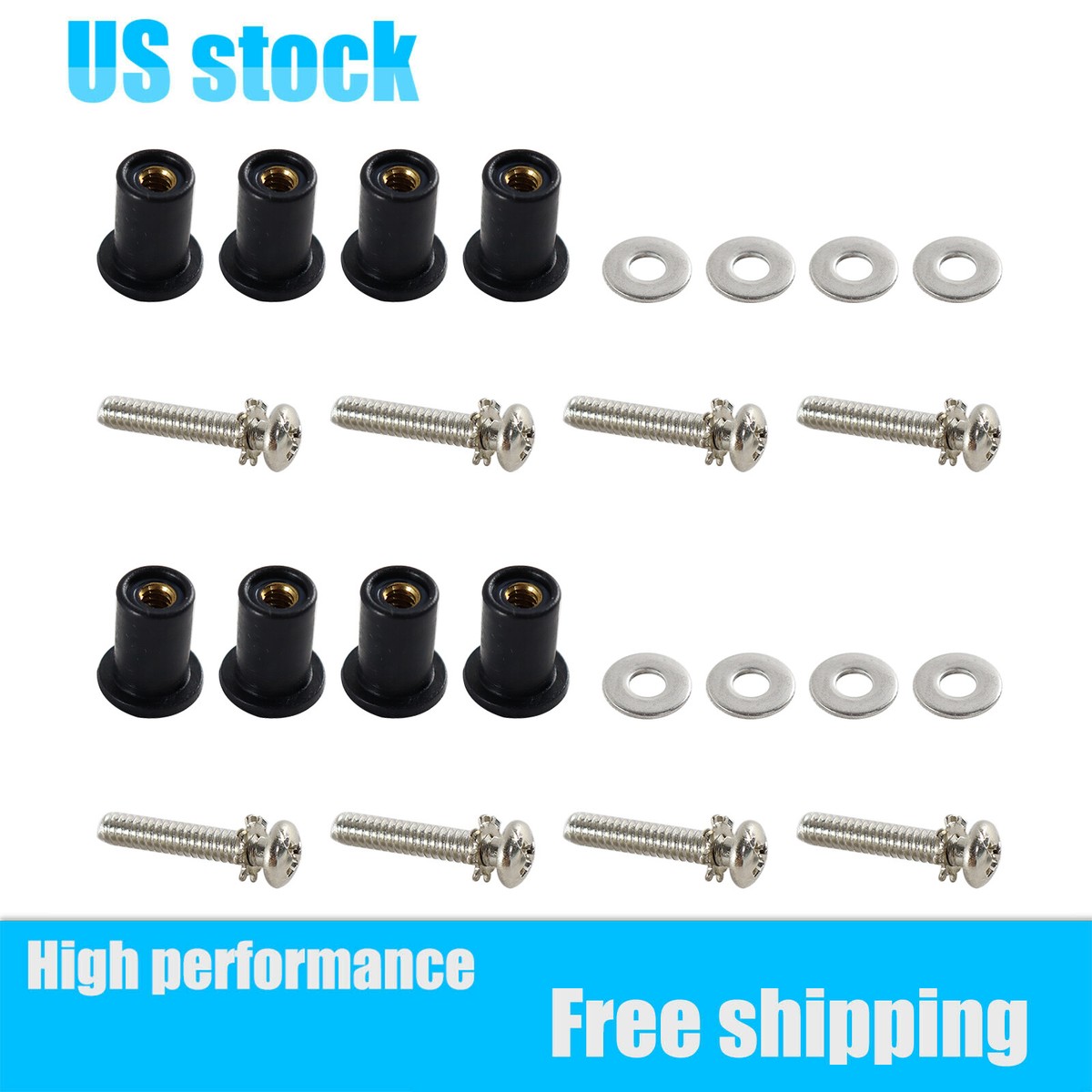 12 Pieces Durable Rubber Well Nuts Kit Stainless Steel Screws with M4 12 Pieces Durable Rubber Well Nuts Kit Stainless Steel Screws with M4