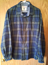 VTG Wrangler Premium Quality Western Flannel Shirt Blue-Green Plaid Mens 2XL