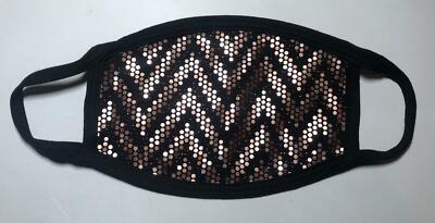 Sparkle Crystals Shiny Black Glitter Face Mask Washable Stretchy Adult Masks