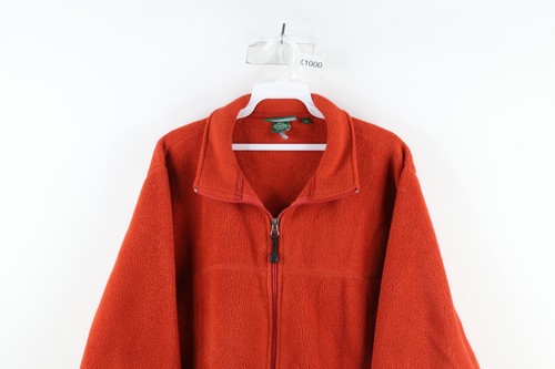 Vintage LL Bean Mens Size Medium Faded Spell Out Full Zip Fleece Jacket Orange - Picture 2 of 14