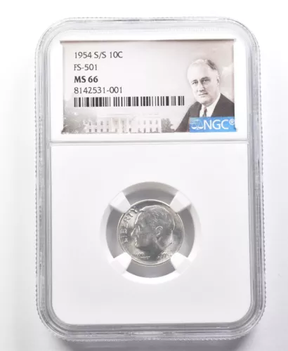 1954-S/S Roosevelt Dime FS-501 MS66 NGC *2017