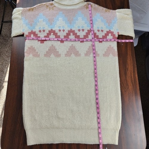 SO Turtleneck Knit Dress Sweater Ivory Pink Oversized Size M - Picture 11 of 15