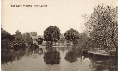 Postcard  The Lake, Victoria Park, Cardiff, Valentine's Series unposted VTG ME2.