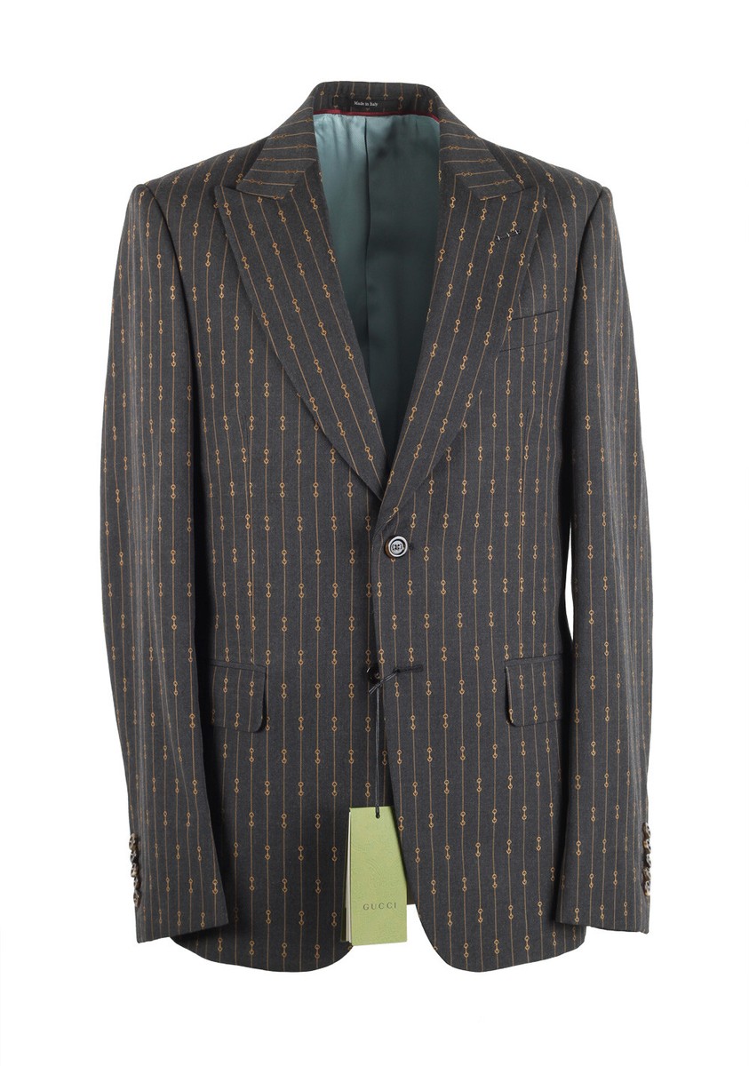 Gucci Gray Striped Signature Suit Size 50 IT / 40R U.S. New