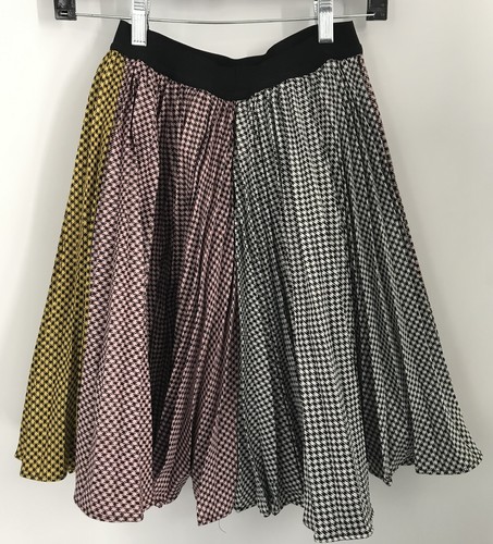 Val Max girls white pink yellow houndstooth skirt sz 18y - Picture 2 of 3