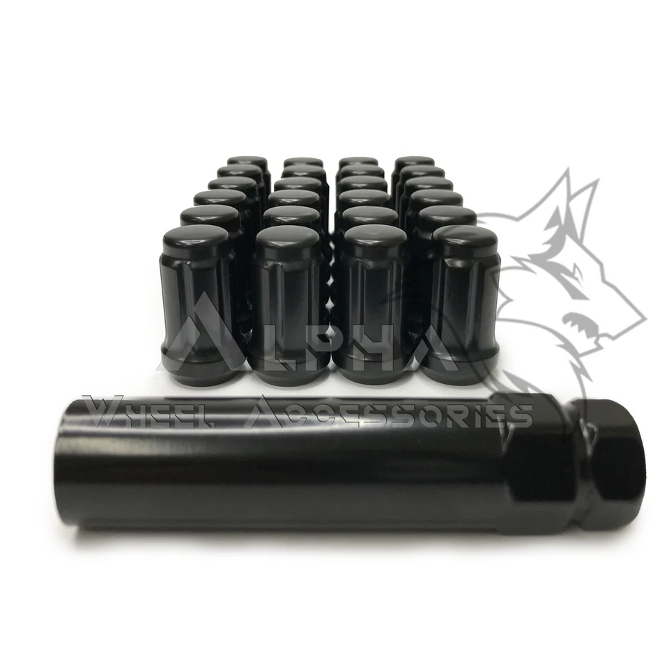 24 tuercas cónicas negras 6 estriadas 12x1,25 asiento cónico para Nissan Armada Frontier Foto 2 de 4