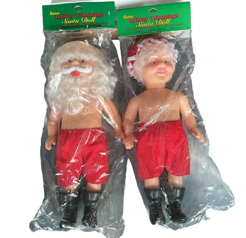 Vintage Darice Holiday Trimmings Puppen Santa & Mrs. Claus 13,5" Weihnachten 1991
