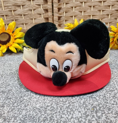 Vintage Walt Disney World Mickey Mouse Sun Visor Hat Cap Adult Yellow Disneyland