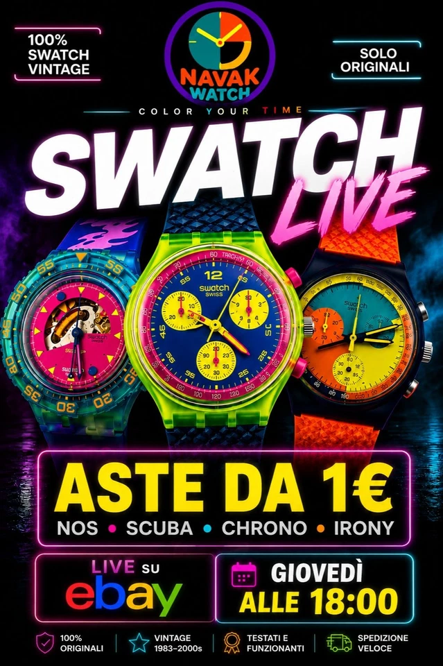SWATCH LIVE 🔥 Aste da 1 Euro • Vintage Swatch • Sconto 10%