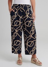 NEW VIRTUELLE TS 18 plus navy brown white shirred elastic waist culotte pants