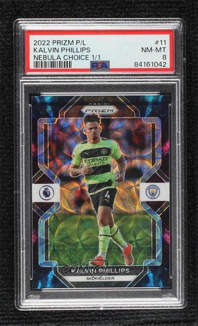 2022-23 Panini Prizm Premier League Choice Nebula 1/1 Kalvin Phillips #11 PSA 8