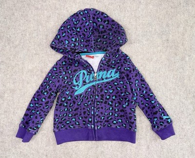Puma Black Blue Girls 2T Full Zip Hooded Sweatshirt 