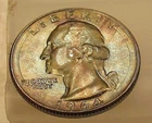 1964  D  Uncirculated Quarter 90% Silver MONSTER    TONING  #702 ~ 9